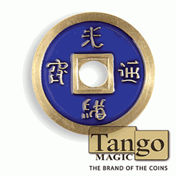 Dollar Size Chinese Coin (Blue and Yellow) by Tang...