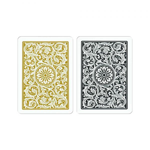 Copag 1546 Plastic Playing Cards Poker Size Regular Index Black and Gold Double-Deck Set